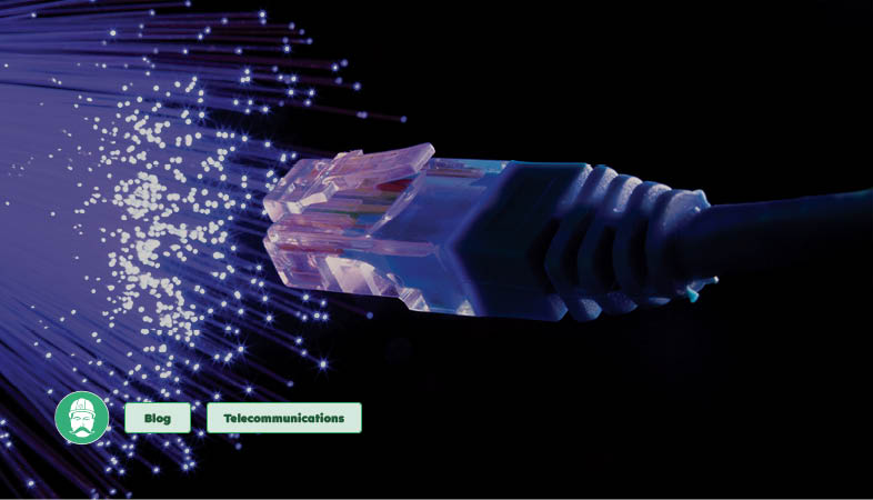 Close-up of fibre optic strands, representing full fibre (Fibre to the Premises - FTTP) broadband connectivity.