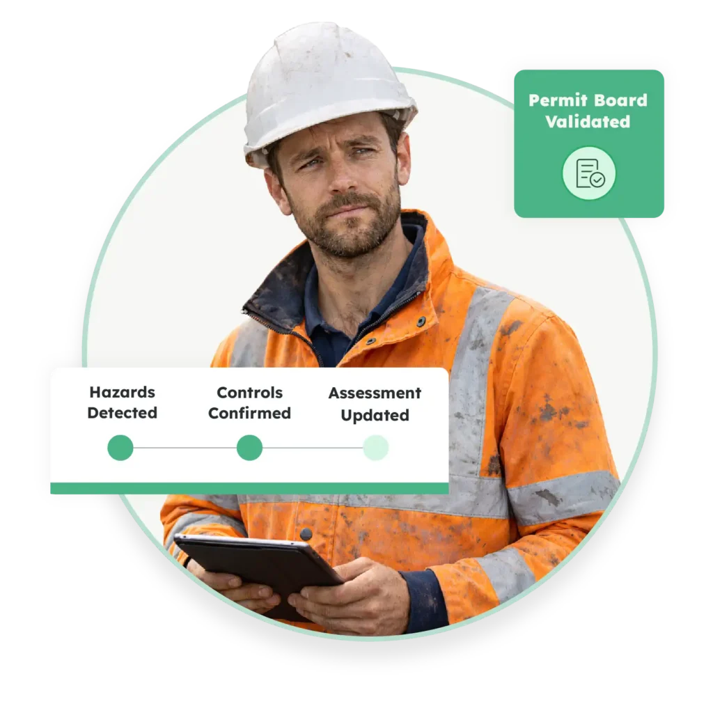 Depotnet AI field intelligence validating permit boards, detecting hazards and confirming safety controls before work progresses.